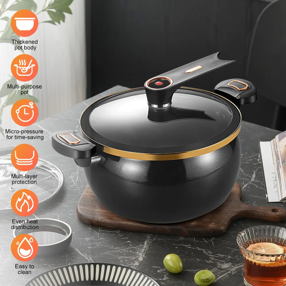 8L Micro Pressure Cooker Soup Pot with Transparent Lid Multi-Function Micropressure Cooking Pot for Steaming,Simmering, Stewing