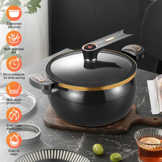 8L Micro Pressure Cooker Soup Pot with Transparent Lid Multi-Function Micropressure Cooking Pot for Steaming,Simmering, Stewing