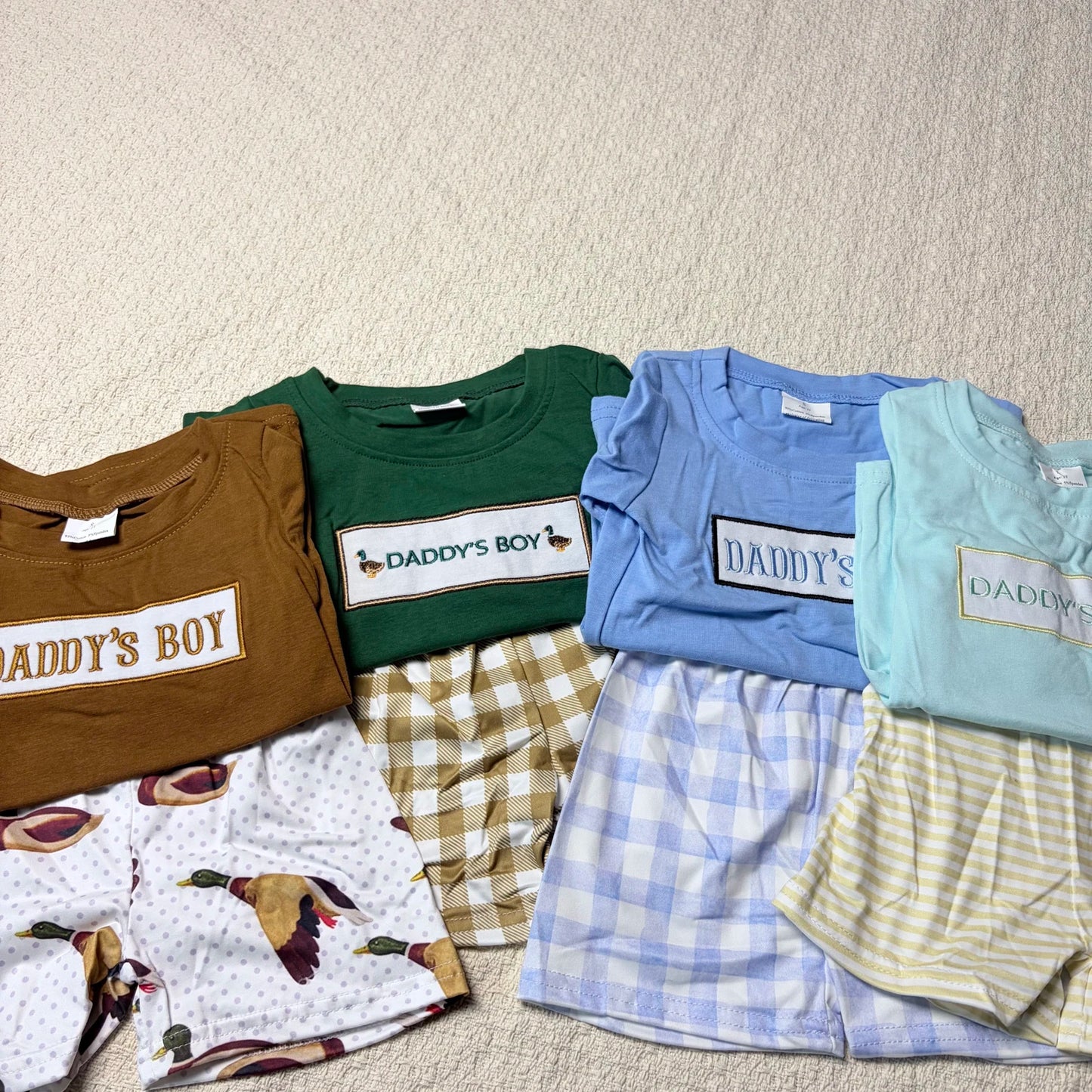 Sibling Baby Boys 'Daddy's Boy' Top And Checkered Shorts Set - Cute And Co-ordinated Outfit for Little Ones