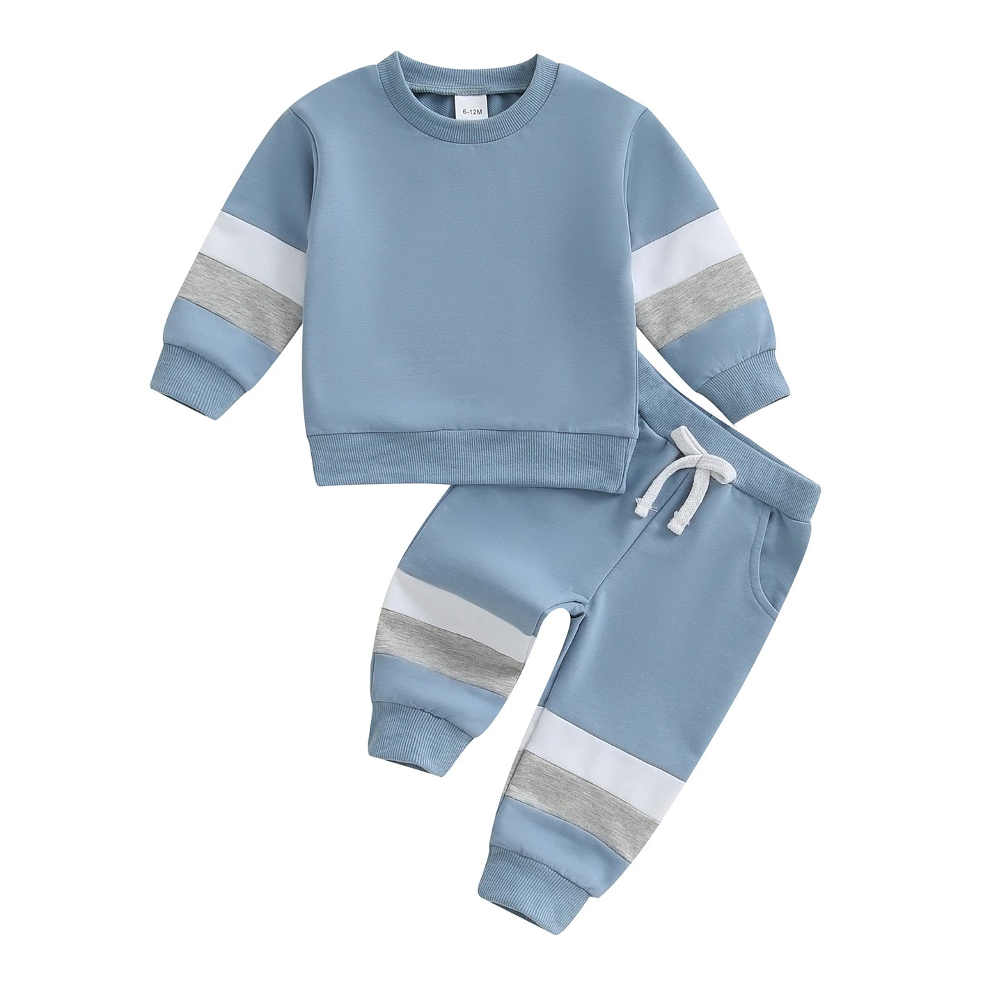 Lioraitiin Autumn Infant Baby Boys Casual Clothes Set Color Patchwork Long Sleeve Pullover Sweatshirt with Elastic Waist Pants