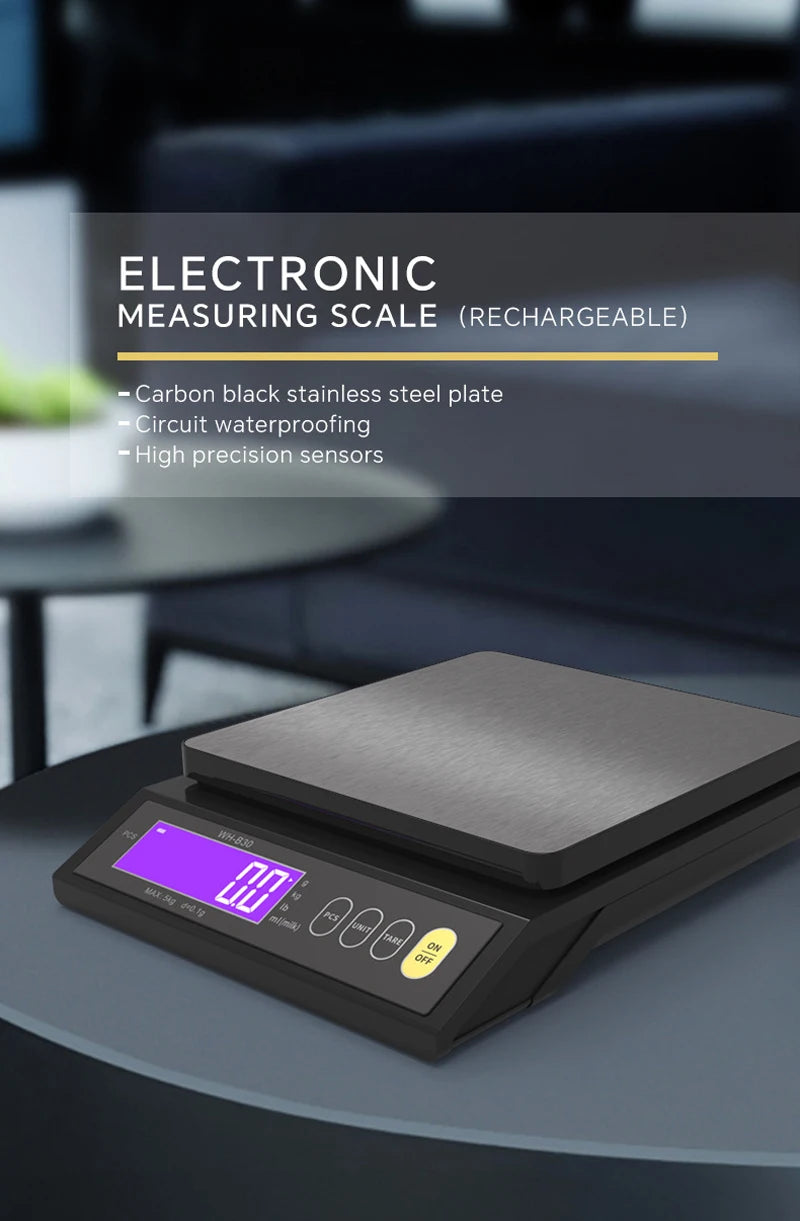 5kg/10kg/0.1g 10kg/1g Digital Electronic Kitchen Scale LCD  Waterproof Stainless Measuring Weighing Baking Tool Built in Battery