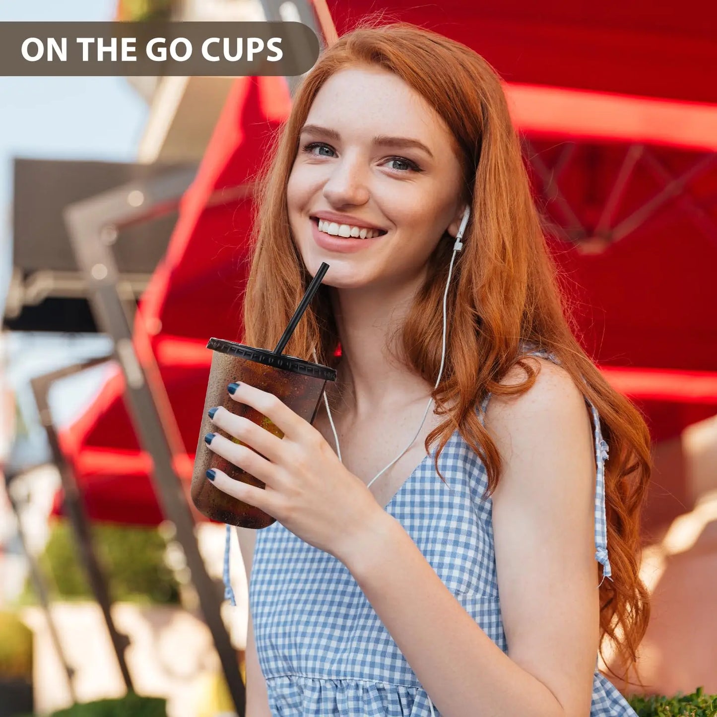 50 Sets of 16oz Black Transparent Cups with Lids and Straws - Disposable Cold Drink Cups for Iced Coffee, Milk Tea, Smoothies, and Party Events