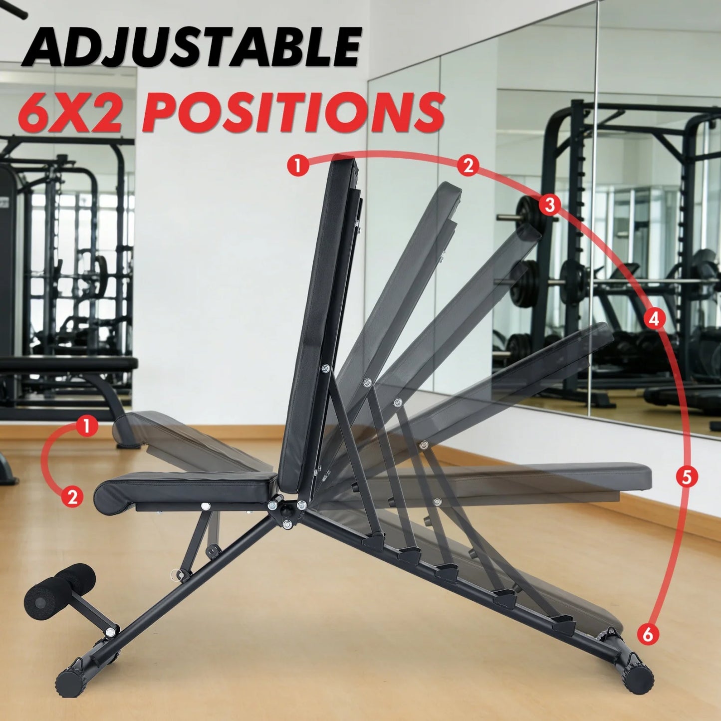 Foldable Weight Bench for Home Gym, Workout Bench with Multi-Position Adjustable, Full Body Strength Training Bench