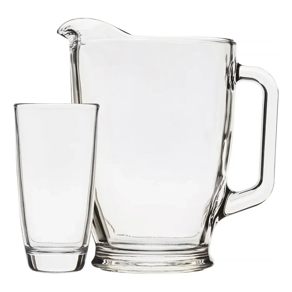 7 Piece Glass Pitcher and Cooler Glass Set Perfect Summer Entertaining and Everyday Use Clear Beverage Serving Set