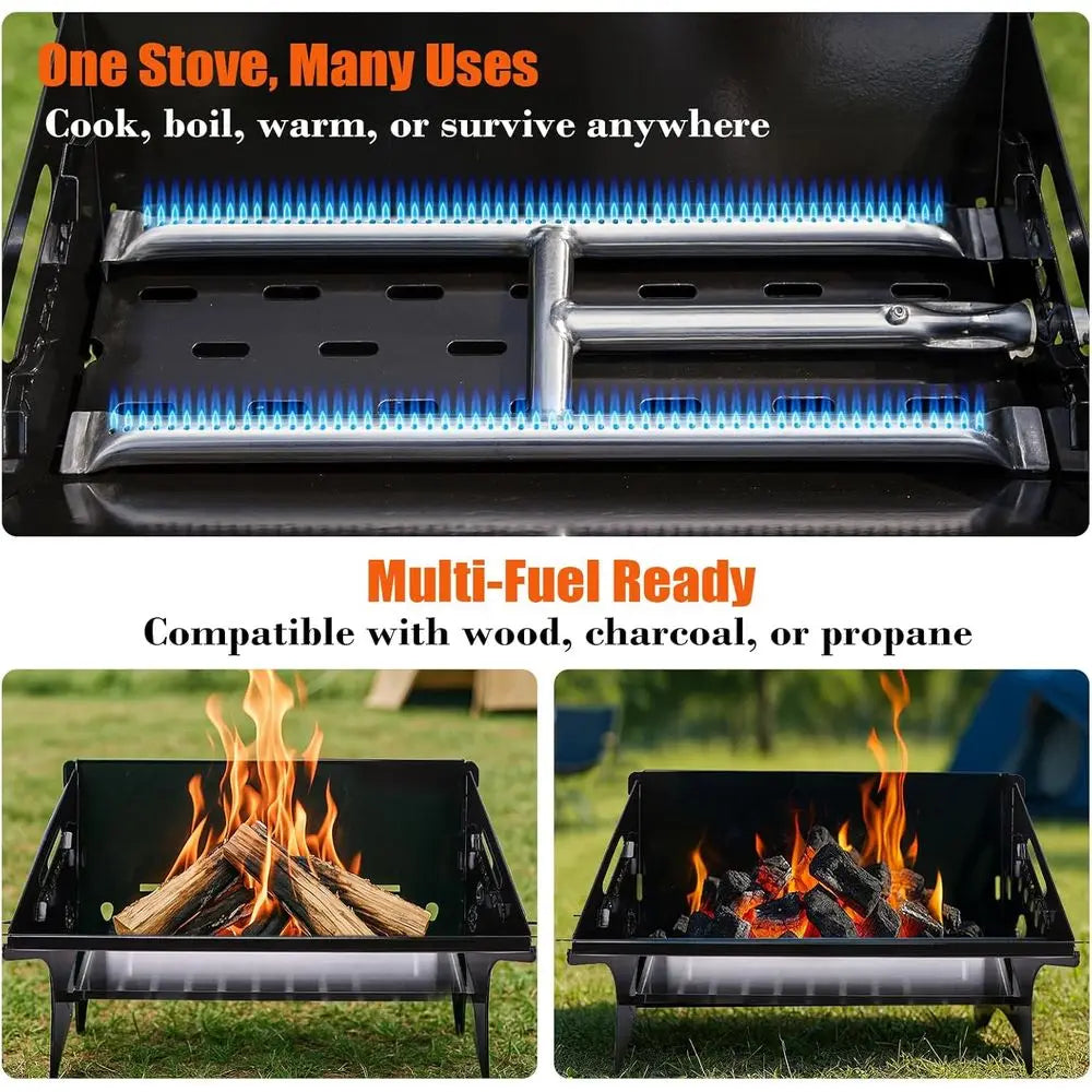 Portable Outdoor BBQ Grill - Durable Charcoal/Gas with Carry Bag for Camping, Picnics, and Backyard Cooking