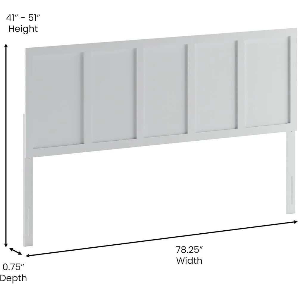 Oliver King Size Wooden Headboard Only, Four Panel Headboard in White