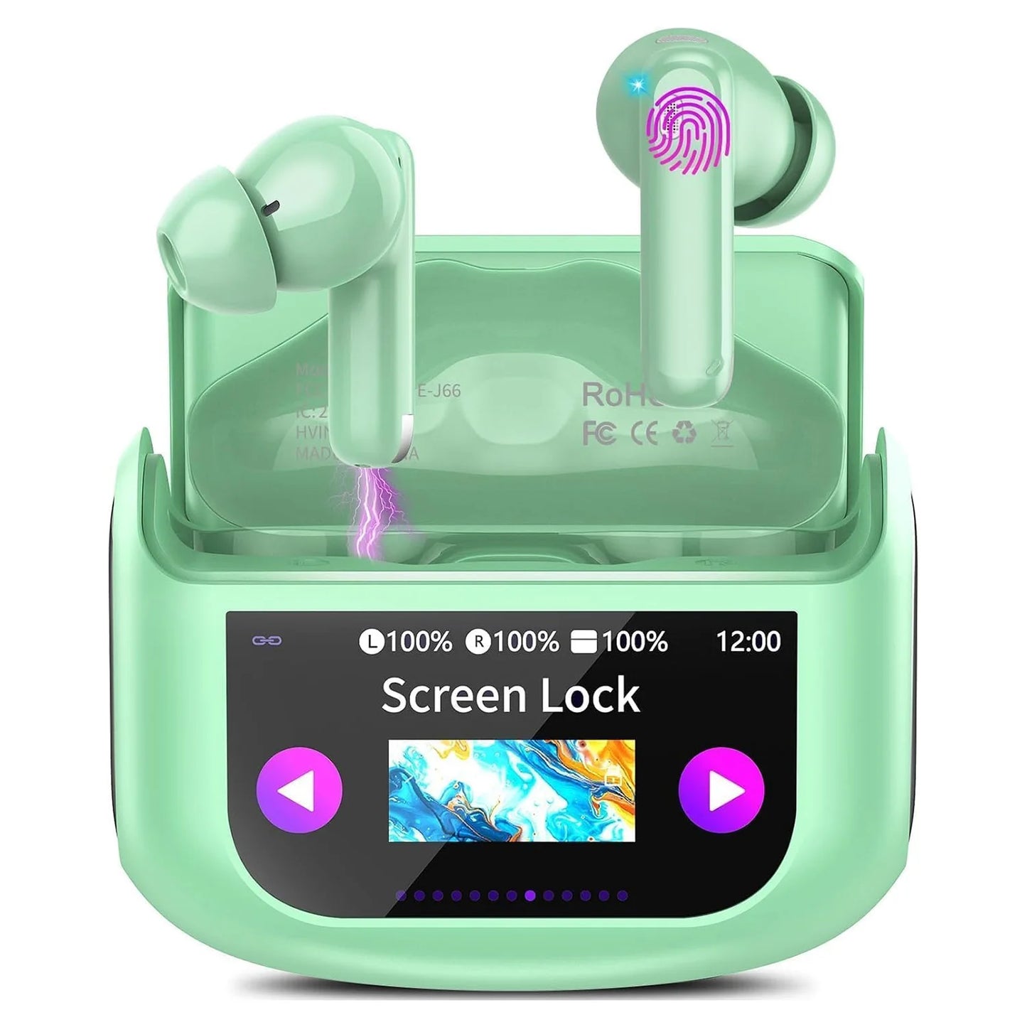 【2026 NEW】Touch Screen Earbuds 45dB ANC ENC Bluetooth 5.4 48H Battery 14.2mm Driver 5 EQ Modes IPX7 Waterproof Transparency Mode Wireless Earphones with Smart Display Case.