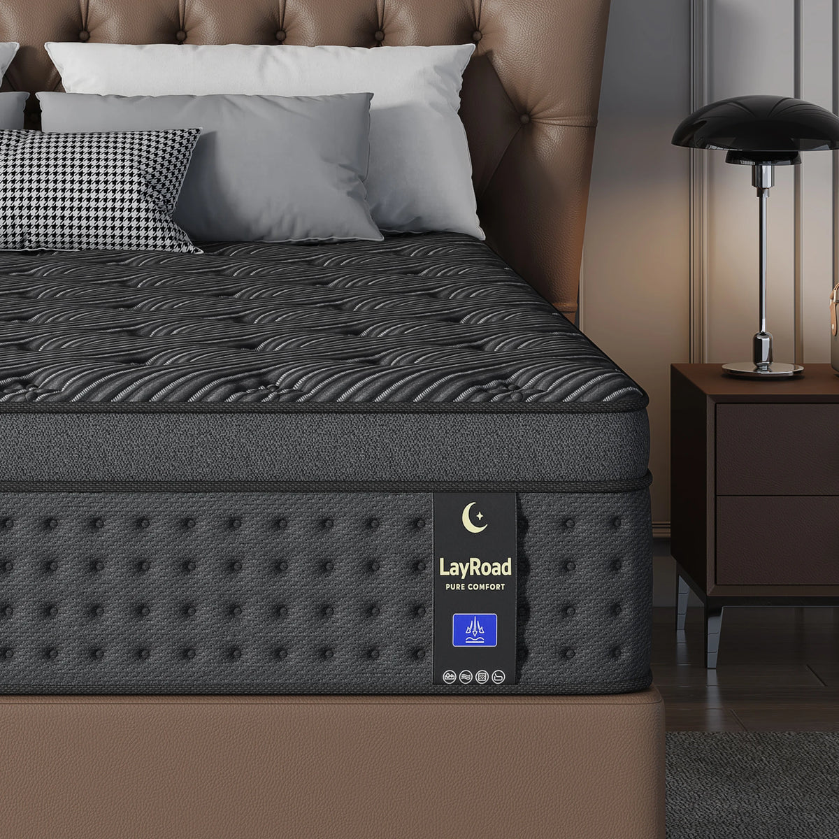 LayRoad 12/14Inch Memory Foam Spring Mattress Single/Double/Queen/King Sizes Boxed Mattress Medium Firmness Pressure Relief