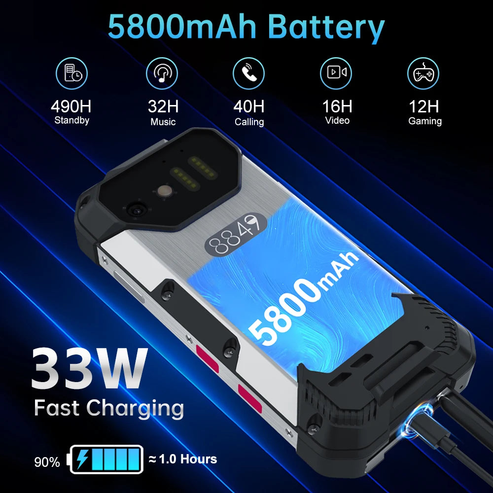 8849 Tank Mini Rugged Smartphone  4.3 inch 100MP Camera 256GB 16GB 5800mAh Android 13 CellphoneWaterproof Mobile Phone