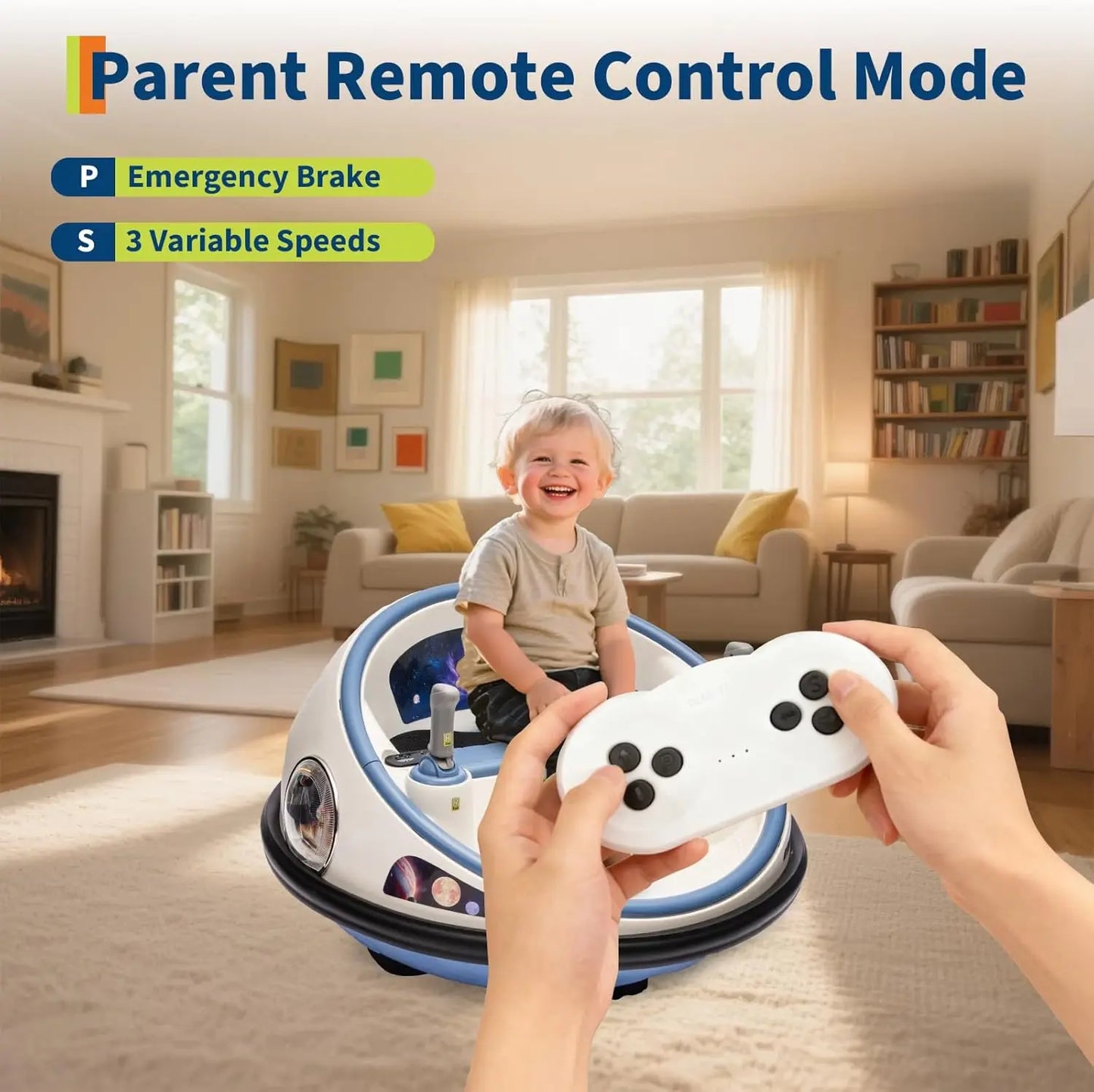 Ride on Electric Bumper Car for Kids Toddlers 12V 2-Speed 360° Spin with Remote Control Lights & Music for Boys & Girls Ages 1-5
