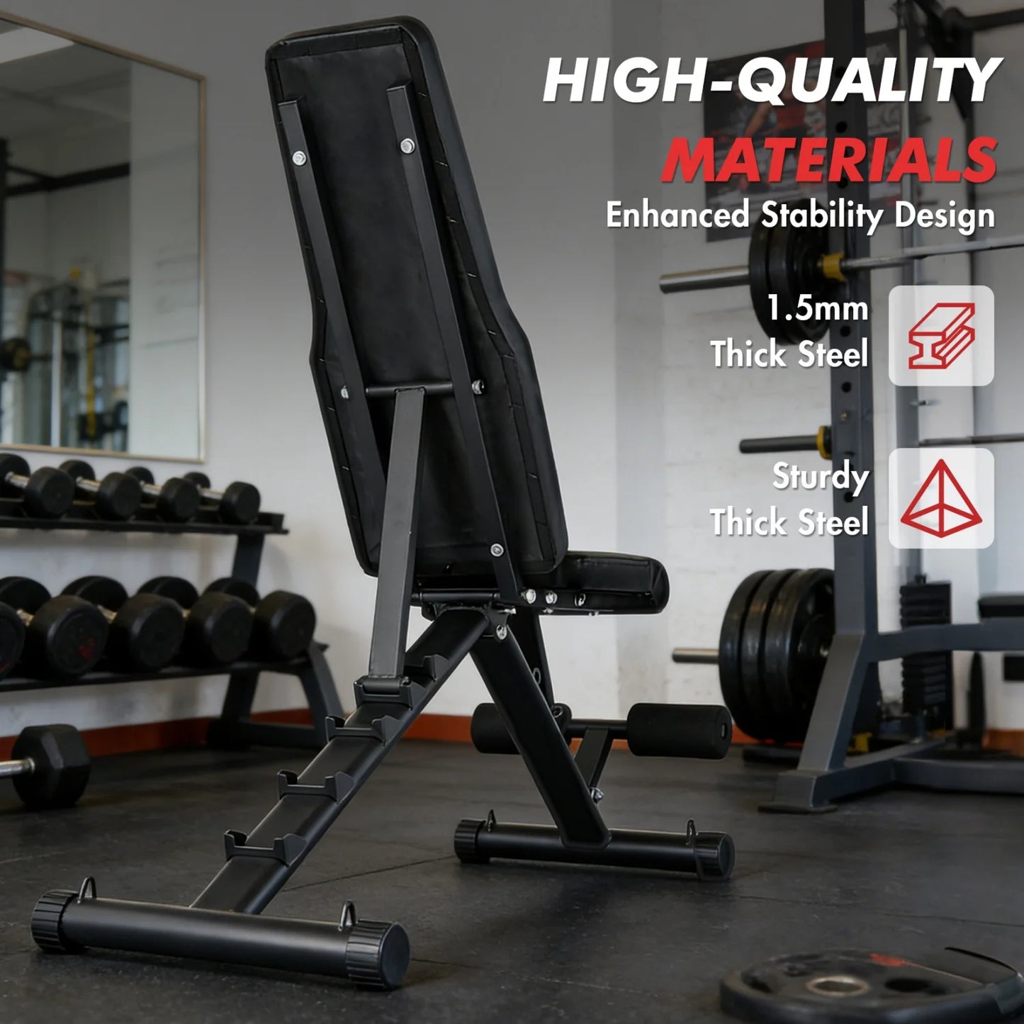 Foldable Weight Bench for Home Gym, Workout Bench with Multi-Position Adjustable, Full Body Strength Training Bench