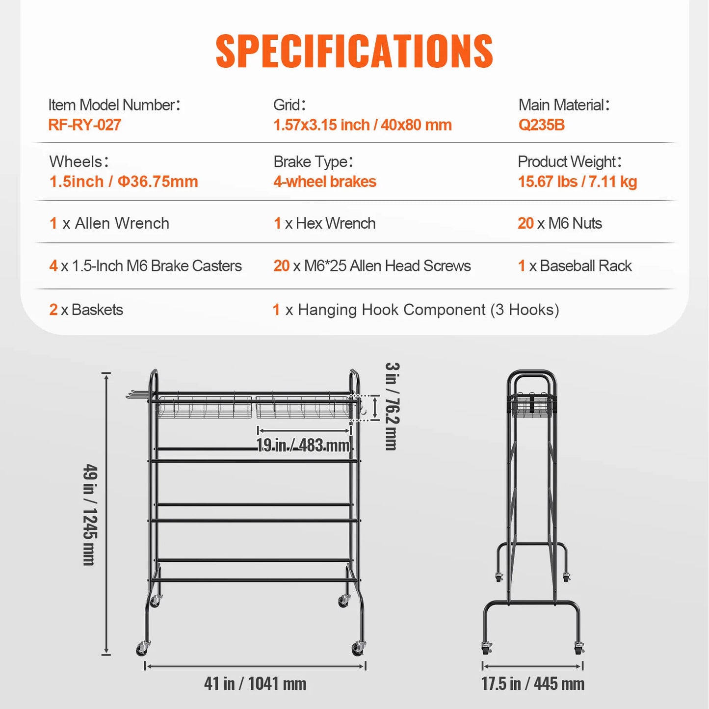 VEVOR 4-Layers Basketball Rack Rolling Basketball Shooting Training Stand with Wheels Sports Equipment Storage Organizer