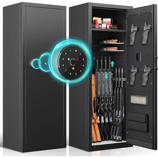 12 gun safe, biometric gun safe, gun safe for rifles and pistols, clearance , rifle , cabinet, quick access