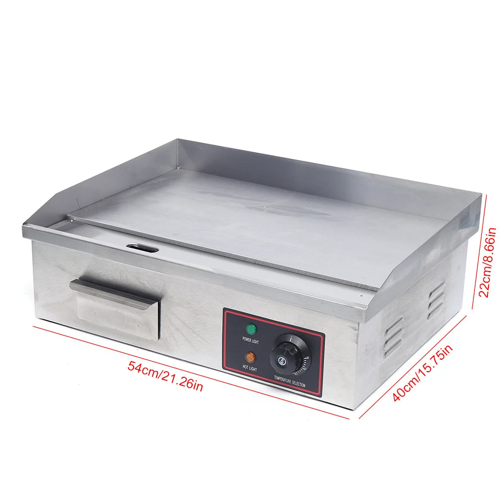 Flat Top Grill 22'' Commercial Electric Countertop Griddle Nonstick Restaurant Teppanyaki Cooking Stove for Outdoor Home BBQ