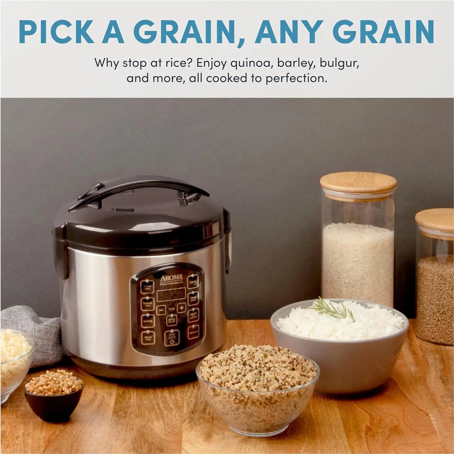 4-Cup Digital Rice Cooker & Multicooker with Steamer, Slow Cook, Oatmeal Cook, Auto Keep Warm, 2 Qt Stainless Steel
