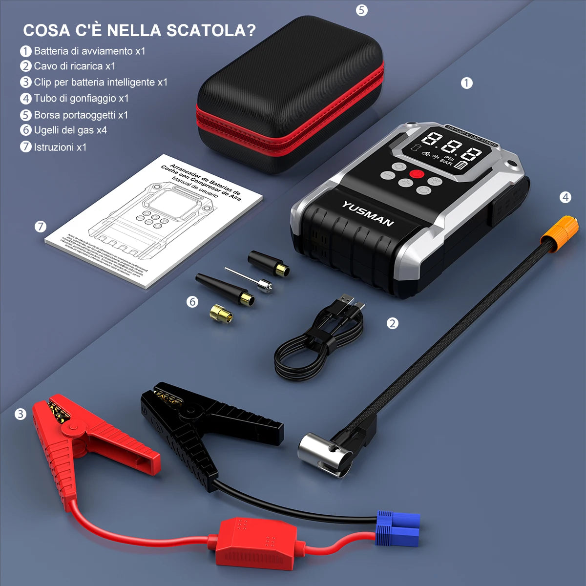 8000A Car Jump Starter with Air Compressor, 150PSI Tire Inflator,12V Battery Booster for ALL Gas/10L Diesel, LED Portable Pack