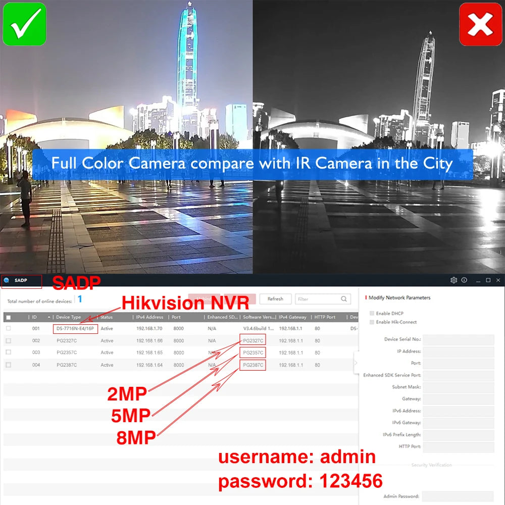 4MP ColorVu POE IP Camera IR Night Colorful 2K Build in MiC IP67 H.265 Human Vehice Security Detect CCTV Hikvision Compatible