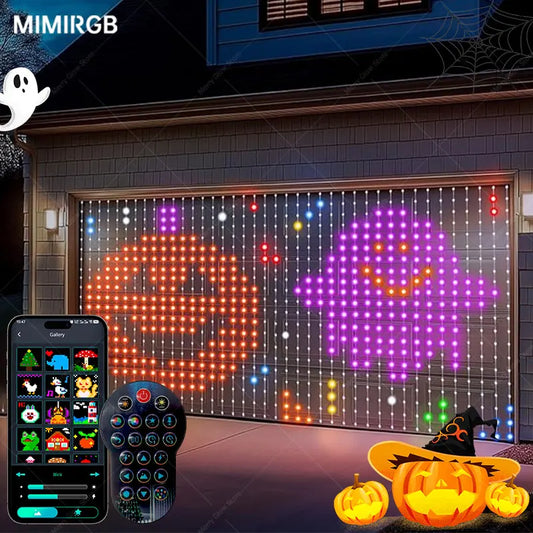 LED Decoration RGB curtain Smart Lights App Controlled String Fairy Lights DIY Pattern and Text Programmable Music Sync Reote