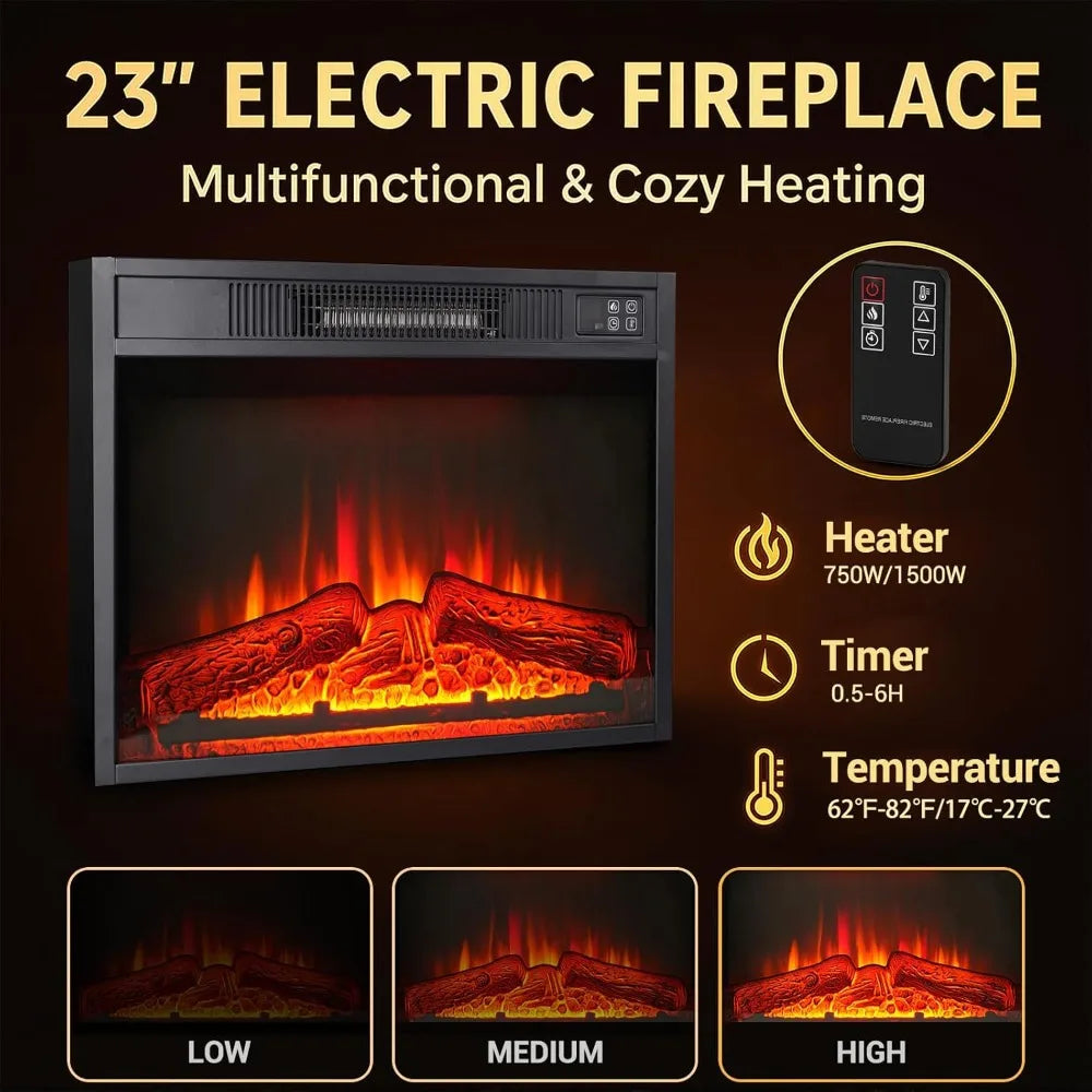 Electric Fireplace with Mantel, White TV Stand for TVs Up to 80 Inch, Farmhouse Entertainment Center with Storage for Bedroom