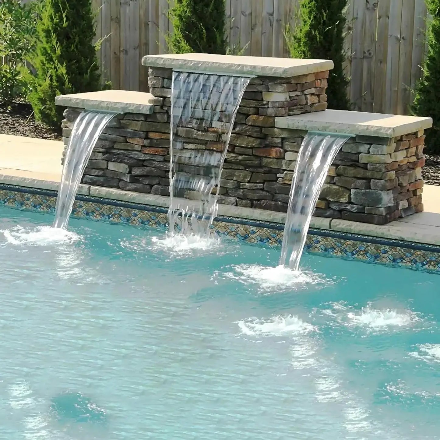 All-in-1 Stainless Steel Pond Waterfall Kit with LED Lights, 660GPH Pump for Garden, Backyard & Pool Decor