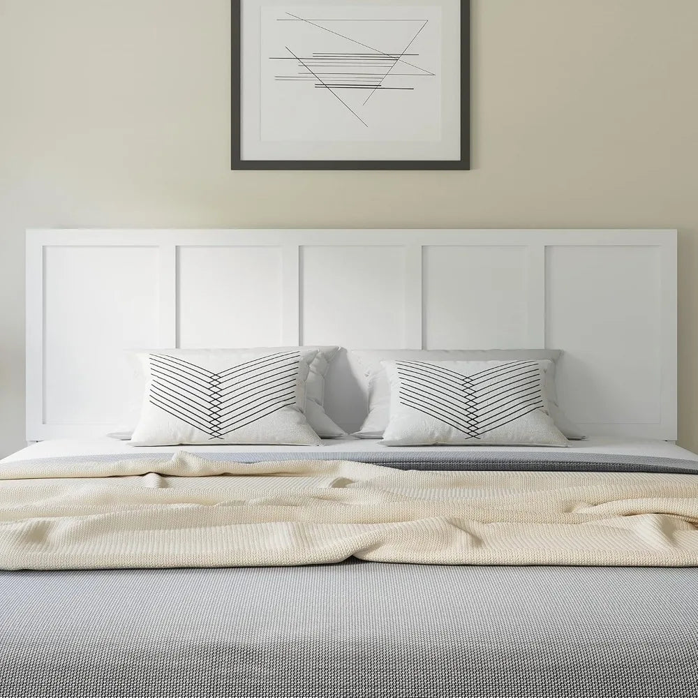 Oliver King Size Wooden Headboard Only, Four Panel Headboard in White