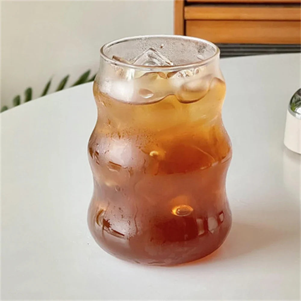 1pc Glass Cup 530ml Water Glasses Stripe Mug Heat-resistant Tumbler Drinkware Perfect For Tea Juice Milk Coffee For Party Altar