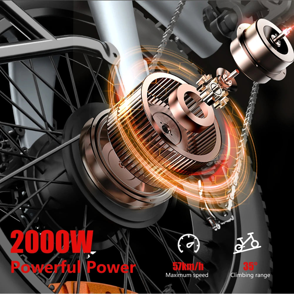 HX Q3 e bike 2000W 48V 20AH Adult electric bikes City Ebike 20Inch Tire Off-Road fat Mountain Electric bicycles E bicycle
