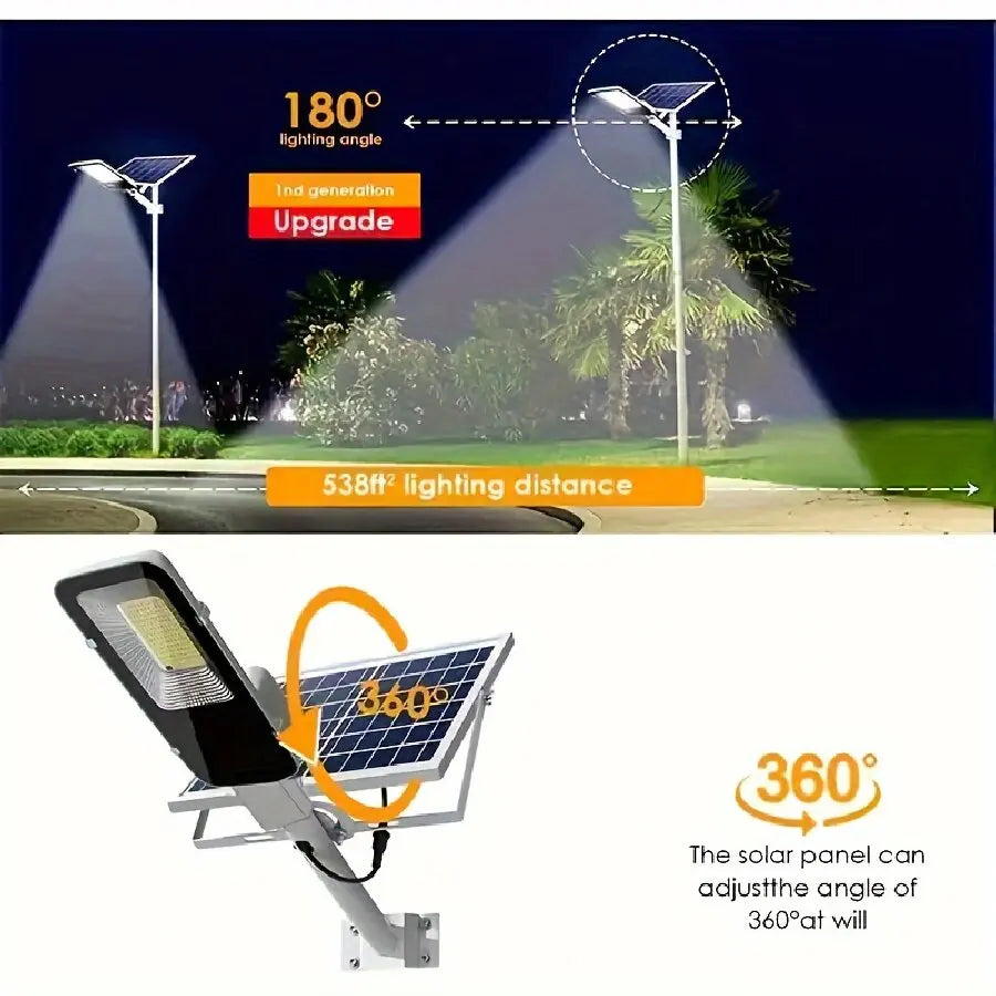 1PC 100W Solar Garden Light, Solar Pole Light, Outdoor Wall Light,  6500K White Light, waterproof outdoor lights