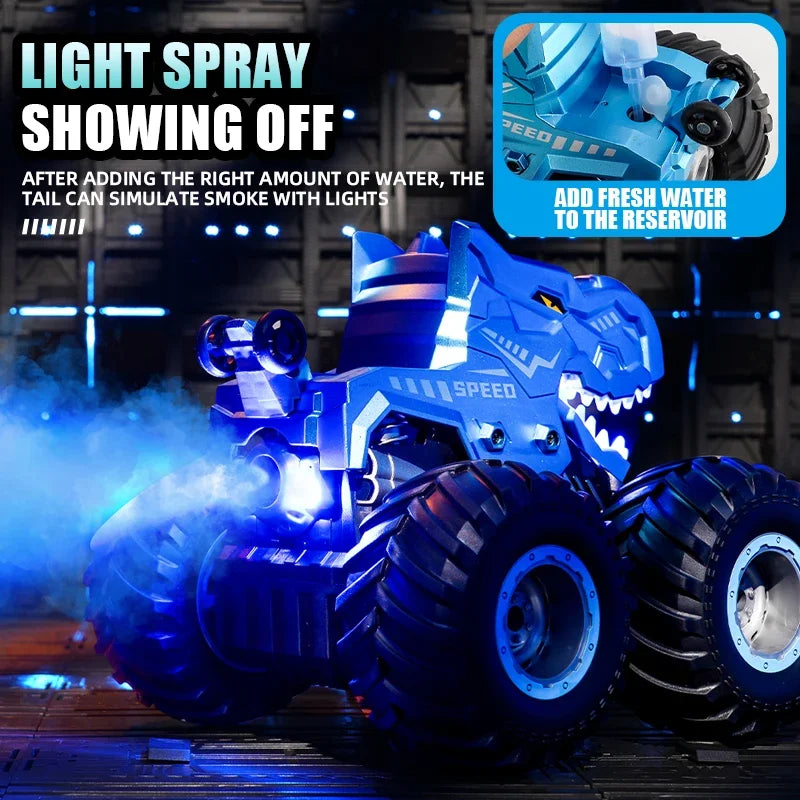 Dinosaur RC Car Remote Control Car Spray Tumbling Stunt Car 2.4G with Light Sound Boy Climbing Car High Speed Vehicle Toys Gifts