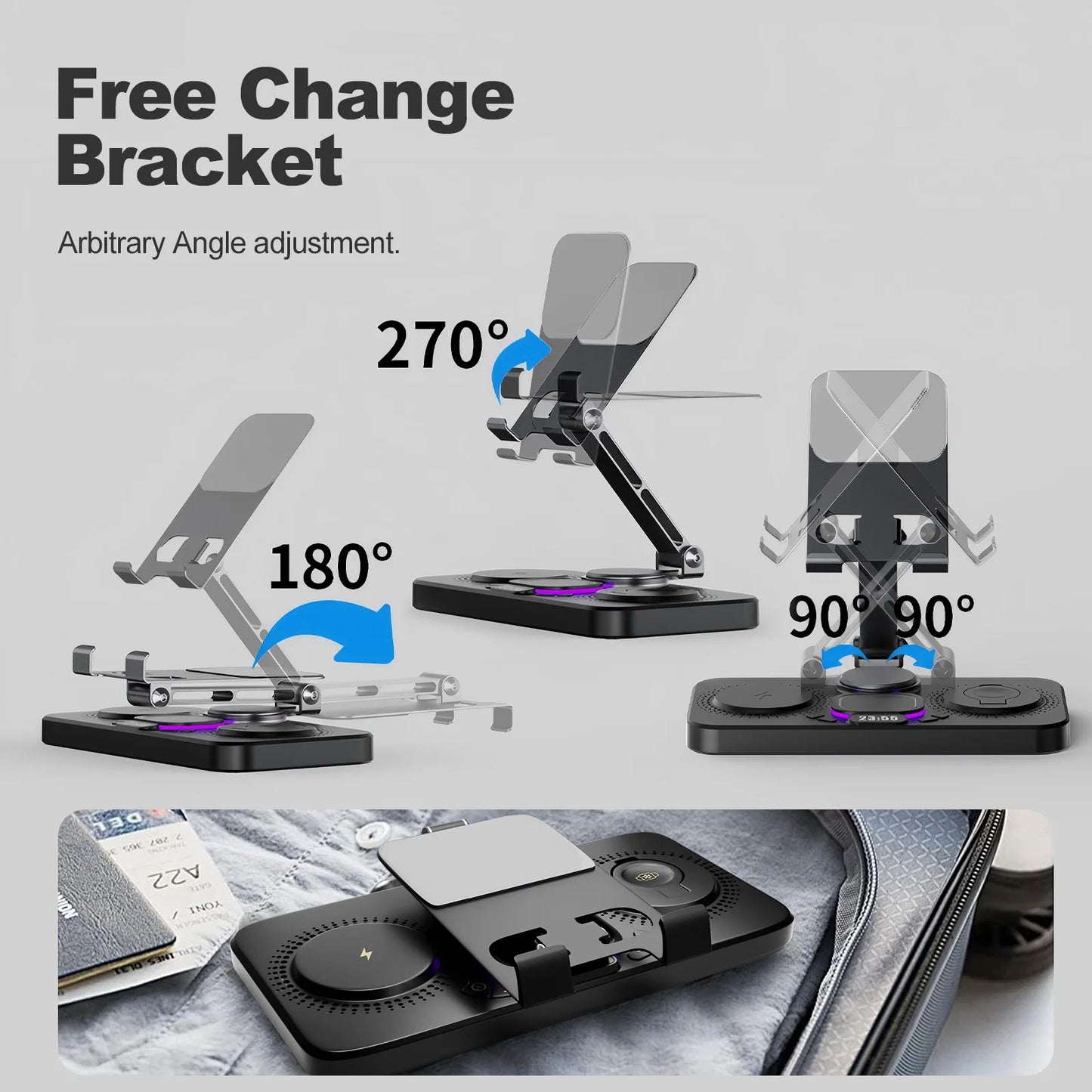 7 in 1 Wireless Charger Station Multiple Devices For iPhone iPad AirPods and Apple Watch-iPhone Fast Charge Night Lamp Clock