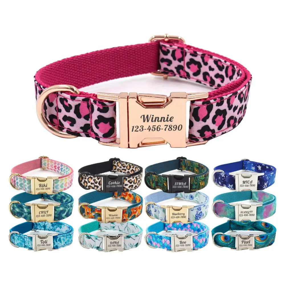 Personalized Dog Collar Custom Pet Collar Free Engraving ID Name Tag Pet Accessory Lovely Puppy Collar Leash