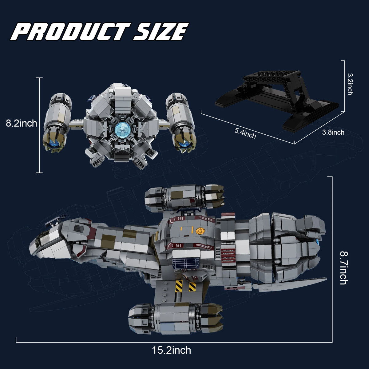 Spaceship Building Blocks Shuttle Firefly-class Bricks Toys with Display Stand Space Fans Gifts(1345 Pieces)