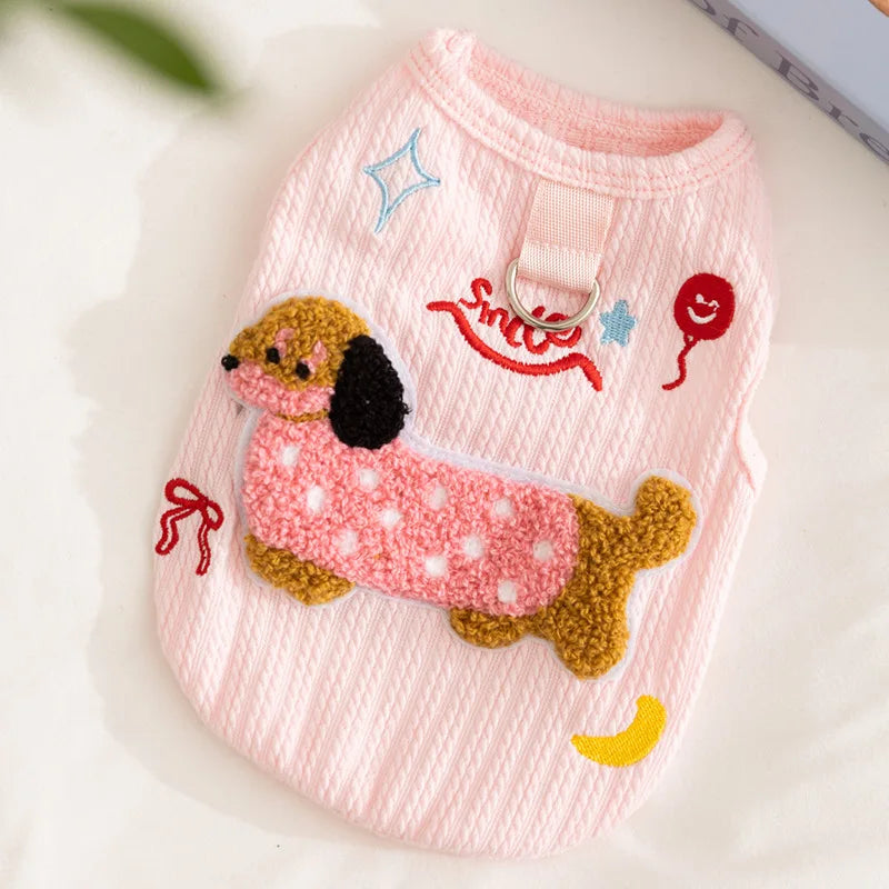 Breathable Small Dog Vest Soft Puppy Clothes Summer Cute Cat Clothes for Small Cat Vest Undershirt Dogs Pet Supplies with Hook
