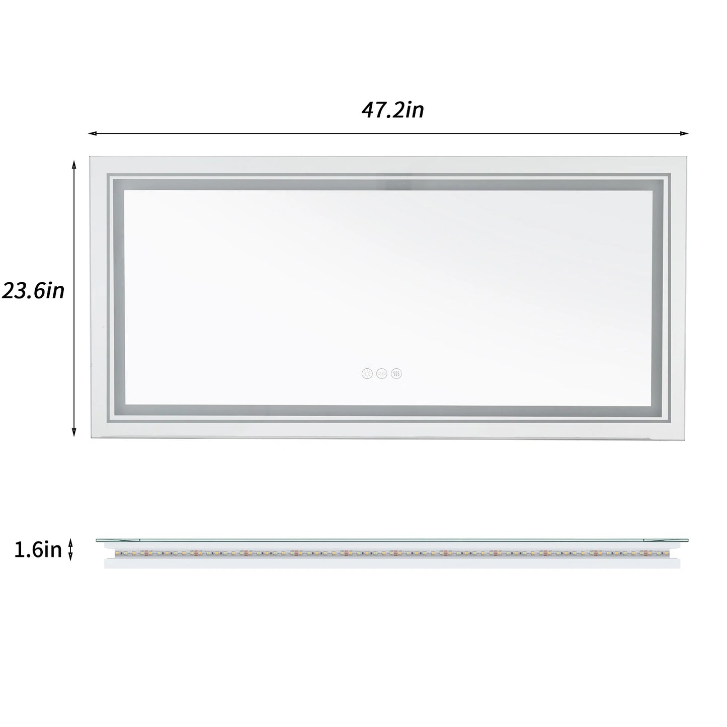48"X24" LED Bathroom Mirror with Lights, Anti-Fog, Dimmable, Backlit + Front Lit, Lighted Bathroom Vanity Mirror Memory
