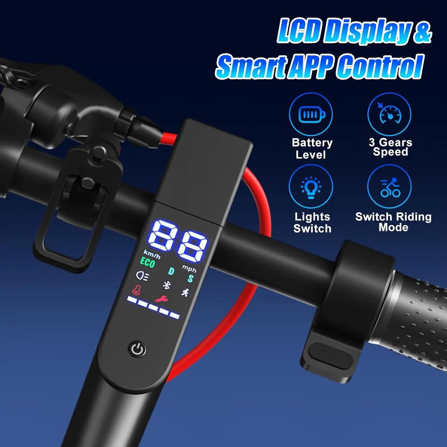 Electric Scooter with App for Adults 350W Motor 36V 5.2Ah Battery Up to 19 Miles Range Foldable E Scooter Solid Tire 8.5''