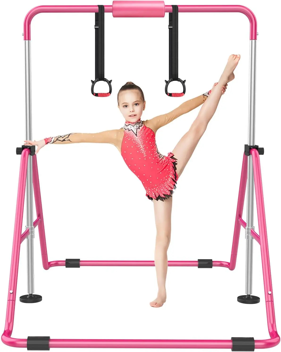 Adjustable Height Folding Gymnastic Bar for Kids, Expandable Horizontal Training Kip Bar for Home Use