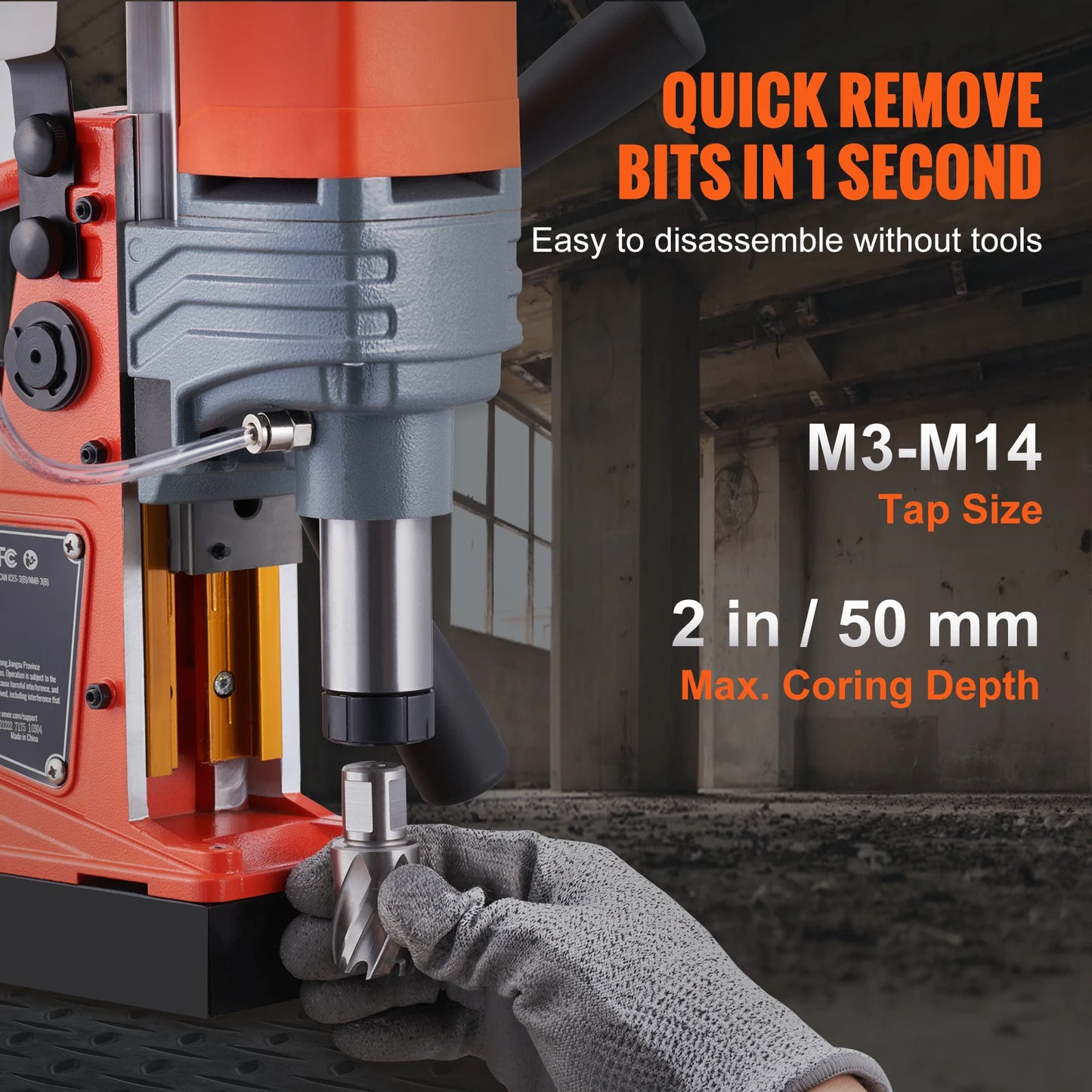 SucceBuy 1300W 1400W 2" Electric Drilling Machine Magnetic Drill Press Boring Diameter Power Drill 1-second Release Drill