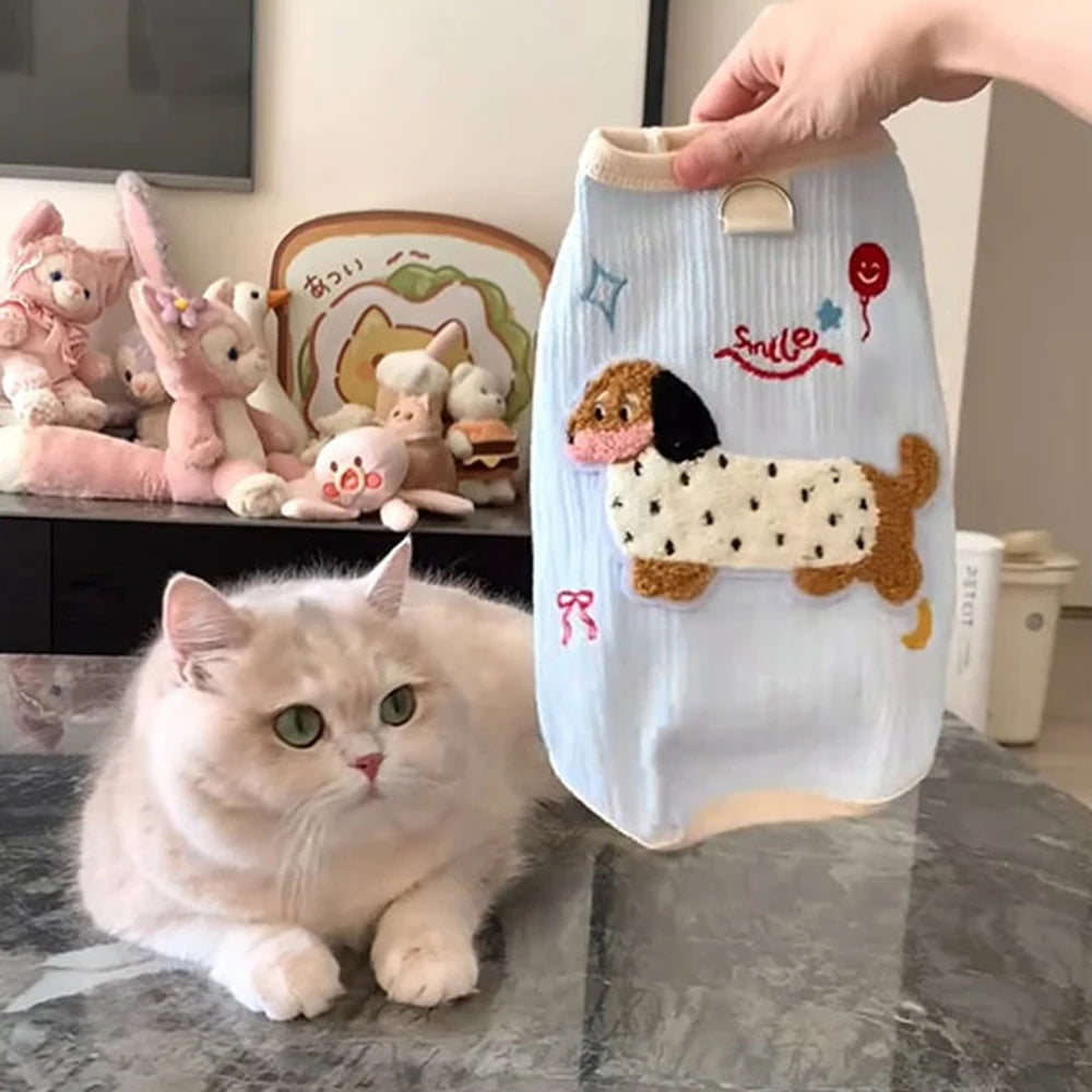 Breathable Small Dog Vest Soft Puppy Clothes Summer Cute Cat Clothes for Small Cat Vest Undershirt Dogs Pet Supplies with Hook