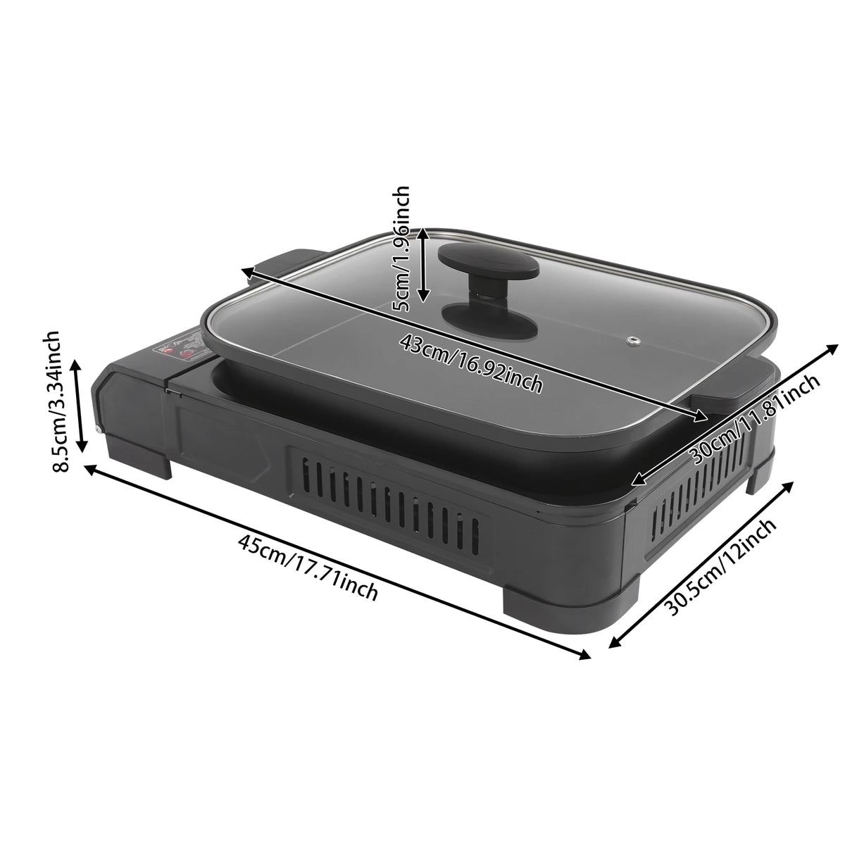 Portable Butane Gas Grill Stove Outdoor Camping Picnic BBQ with Non-Stick Grill Pan Tempered Glass Lid for Kitchen Garden Beach