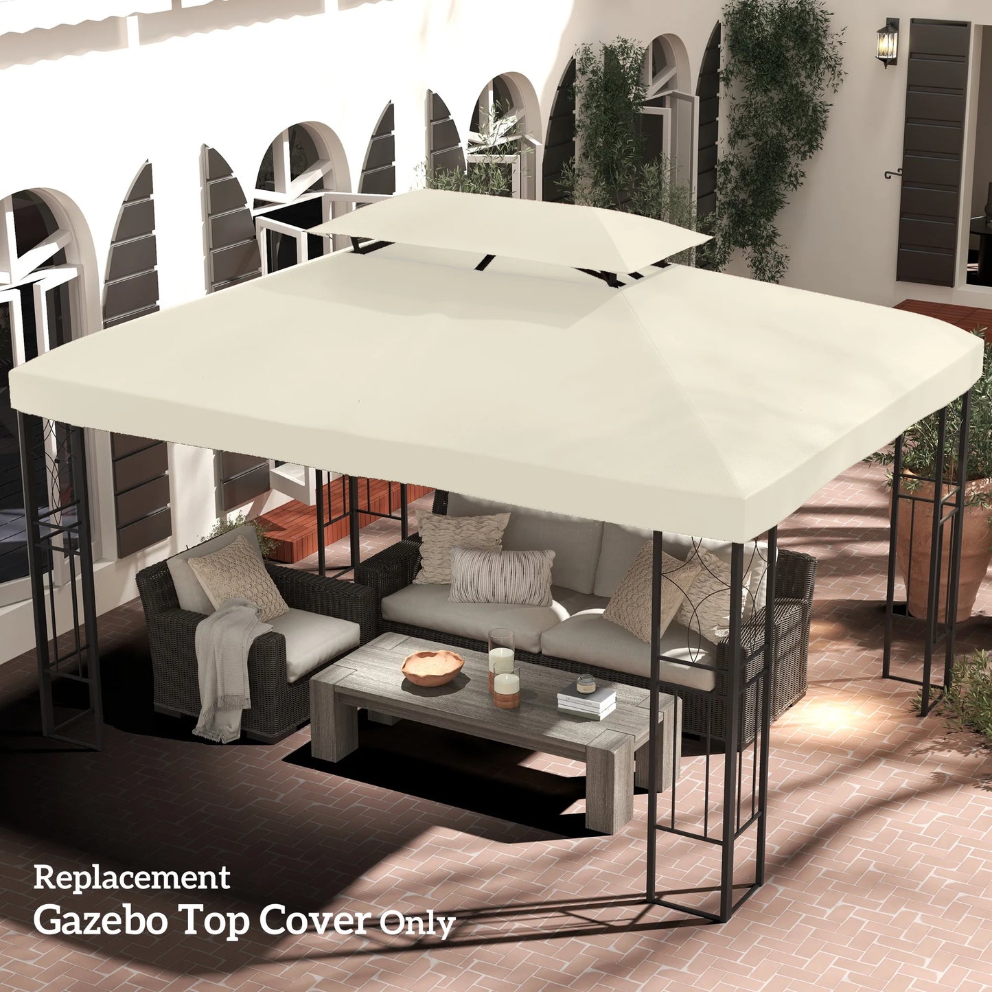 13' X 10' 2-Tier Gazebo Canopy Top Cover Replacement for Patio, Cream White