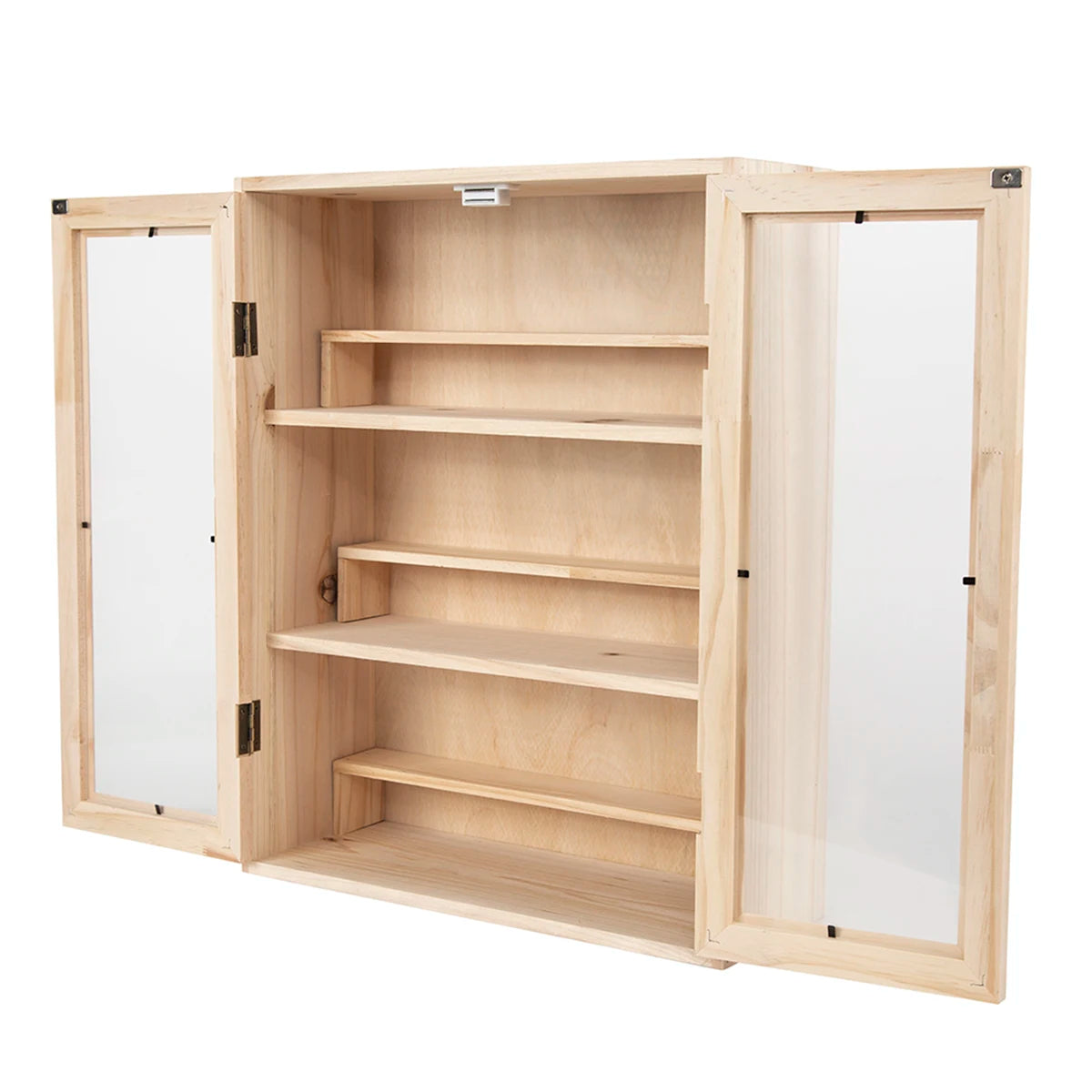 6 Layers Blind Box Display Rack Solid Wood Storage Cabinet with 3 Steps Dustproof Standing Double Door Display Cabinet