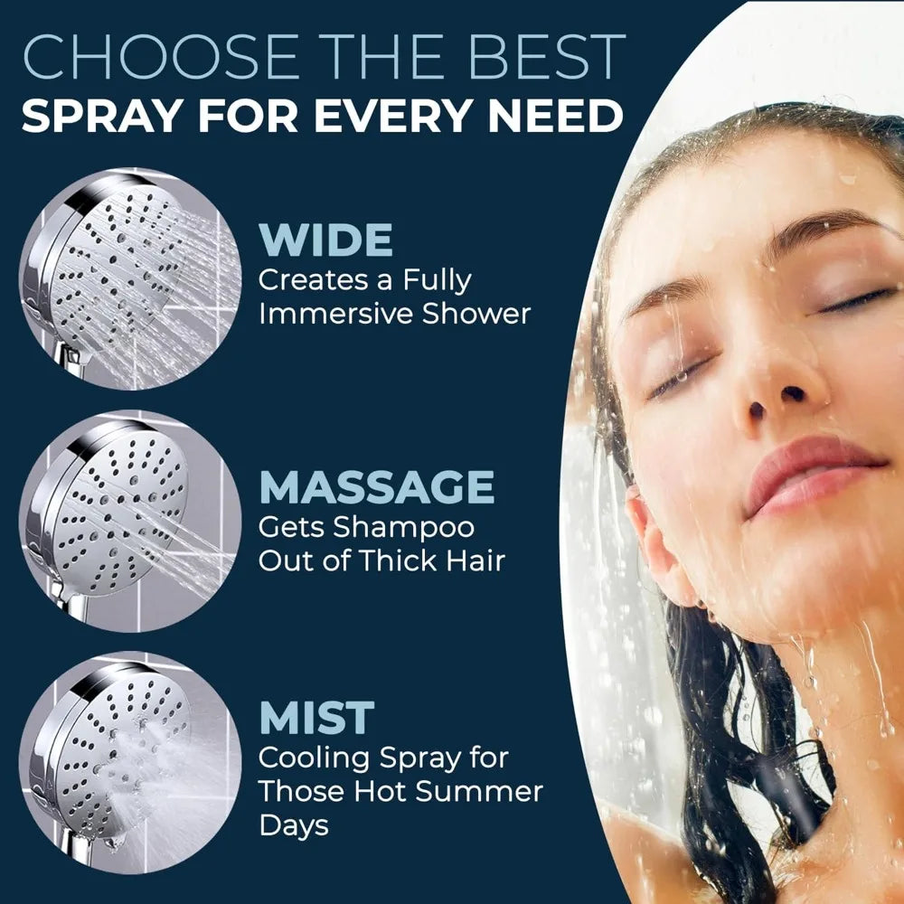 Dual Shower Head System with 8-Inch Rainfall and 3-Function Handheld, Chrome Finish, 2.5 GPM