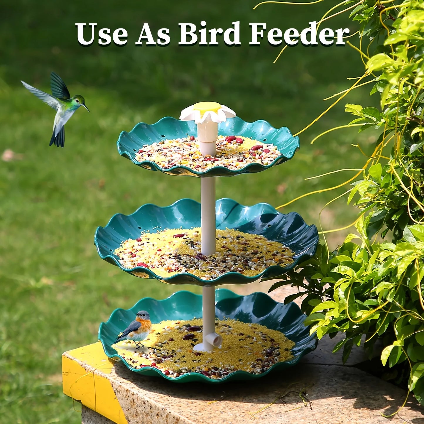6.5W Solar Pump Bird Bath Fountain, Dark Green 3-Layer Flowing Fountain, Detachable Solar Fountain, Suitable For Bird Bath, Gard
