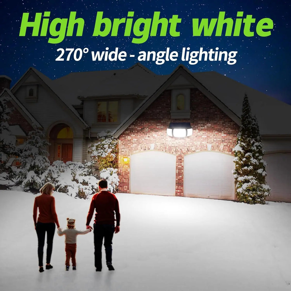 Intelamp Long Battery Life 6000mAh Outdoor Solar LED Light With Large Solar Panel Two Sensors 2.7M Cable For Garage Garden Yard