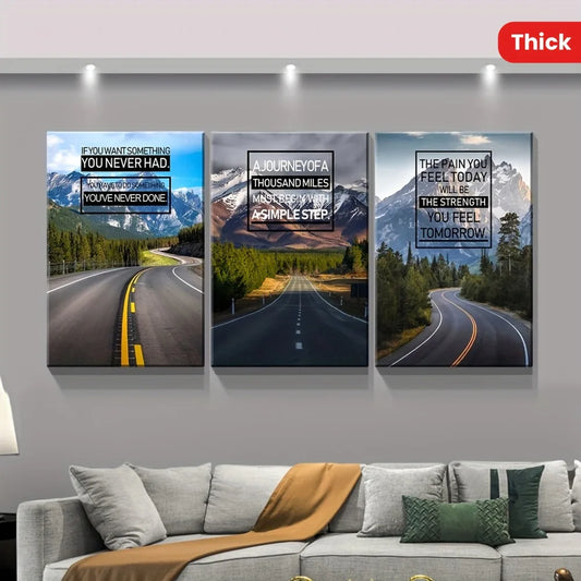 3 piece inspirational canvas wall for home bedroom office classroom decoration 1.5 inch thick pine solid wood frame