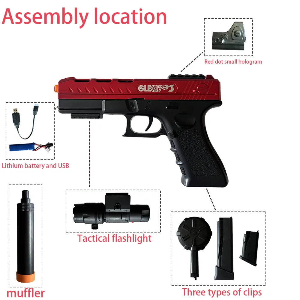 Electric toy gun, electric and manual, three modes, high-performance gel shell, manual and automatic dual modes, complete access