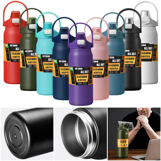 1200ml Insulated Bottle Stainless Steel Thermal Water Cup BPA Free Portable Tumbler Wide Mouth Opening for Outdoor Travel