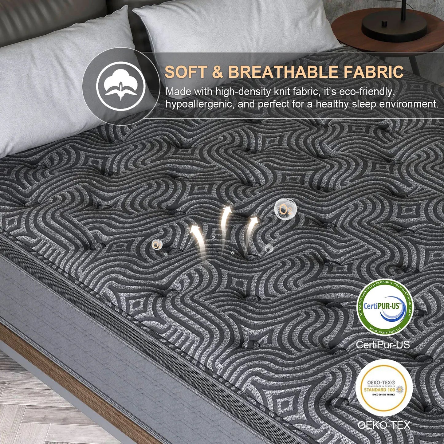 10/12/14in Twin Full Queen King Mattress Memony Foam Hybrid Spring, Medium Firmness, Lumbar Support for Home RoomsHotels,