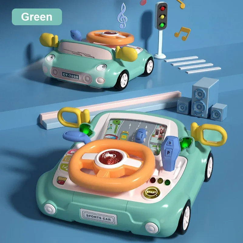 Baby Car Toy Light Musical Steering Wheel Toy Interactive Simulation Drving Toys Car Seat Sensory Toy Develops Fine Motor Skills