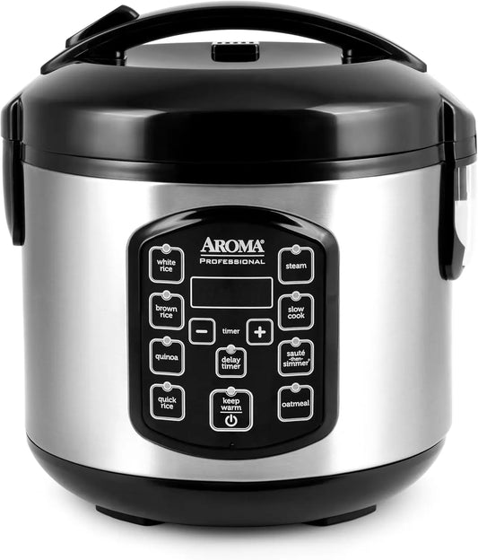 4-Cup Digital Rice Cooker & Multicooker with Steamer, Slow Cook, Oatmeal Cook, Auto Keep Warm, 2 Qt Stainless Steel